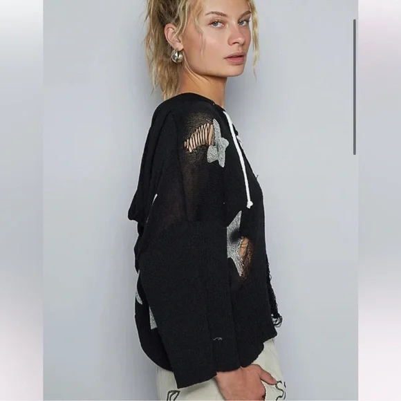 Pol Black Star Patterned Sweater - Picture 2 of 3